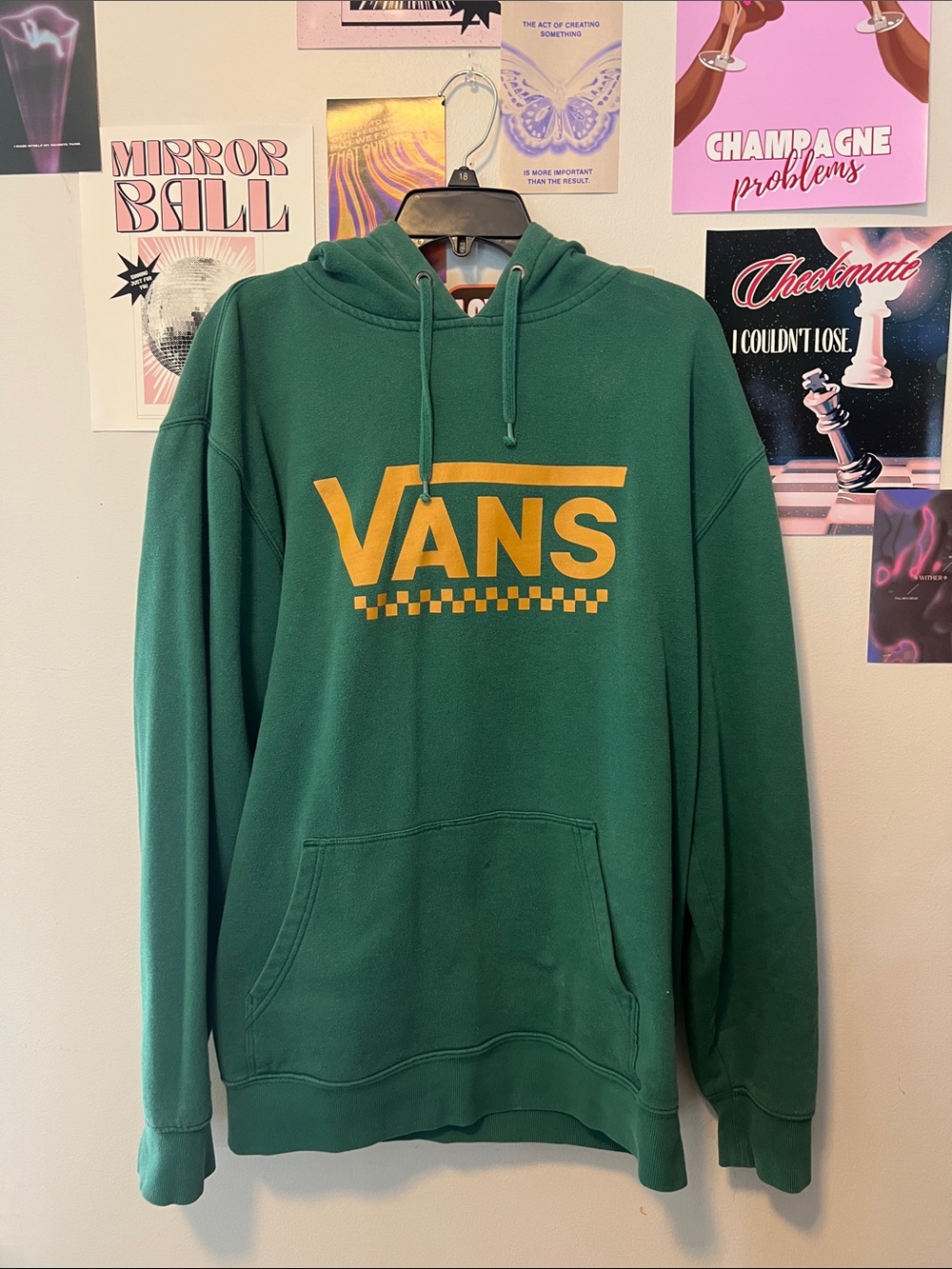 Vans Green Hoodie with Yellow Logo